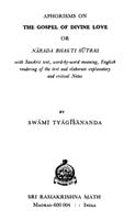 Narada Bhakti Sutras - Translated By Swami Tyagisananda Narada Bhakti Sutras - Translated By Swami Tyagisananda