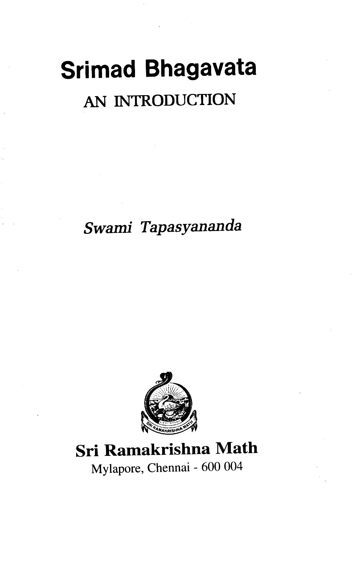 Srimad Bhagavata An Introduction