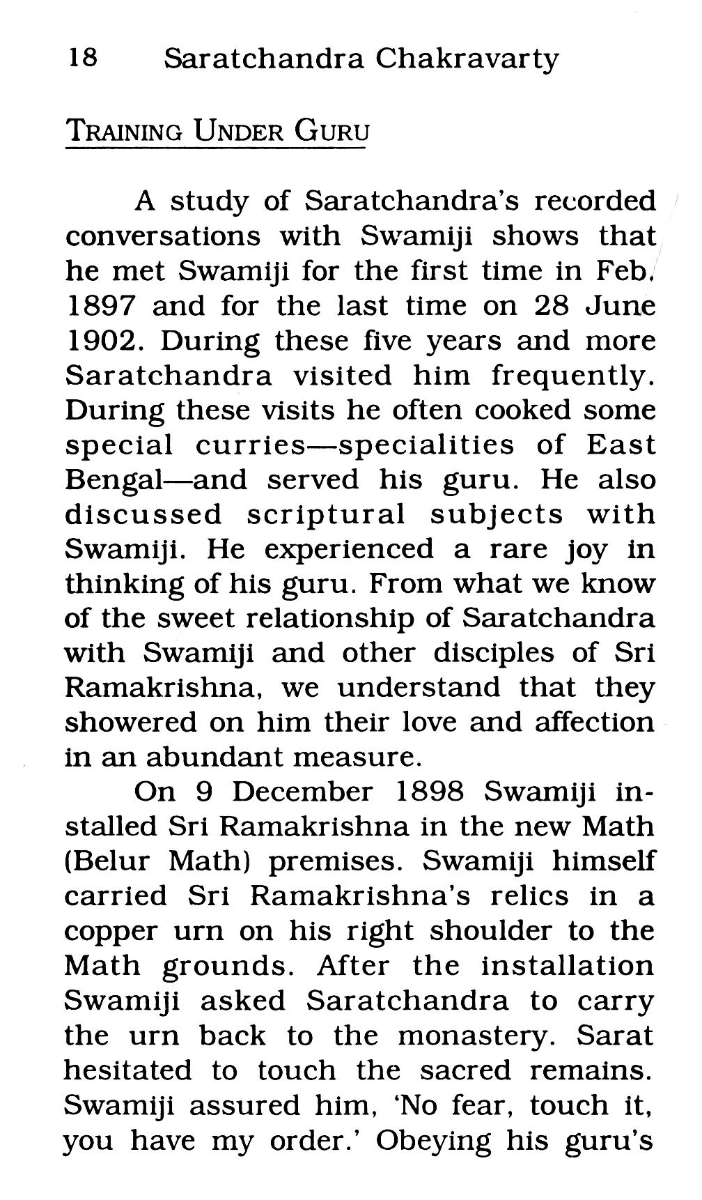Saratchandra Chakravarty - A Disciple of Swami Vivekananda