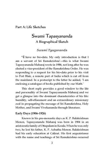 Swami Tapasyananda As We Knew Him