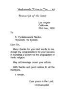 Vivekananda Writes to You Vivekananda Writes to You