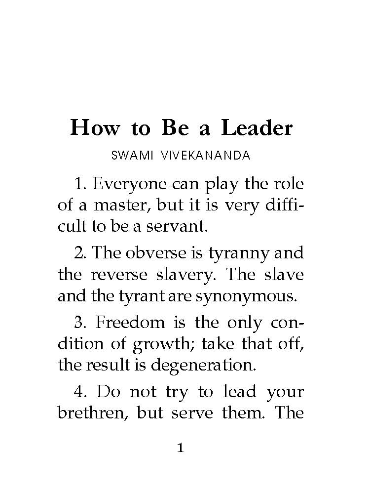 How to be a Leader