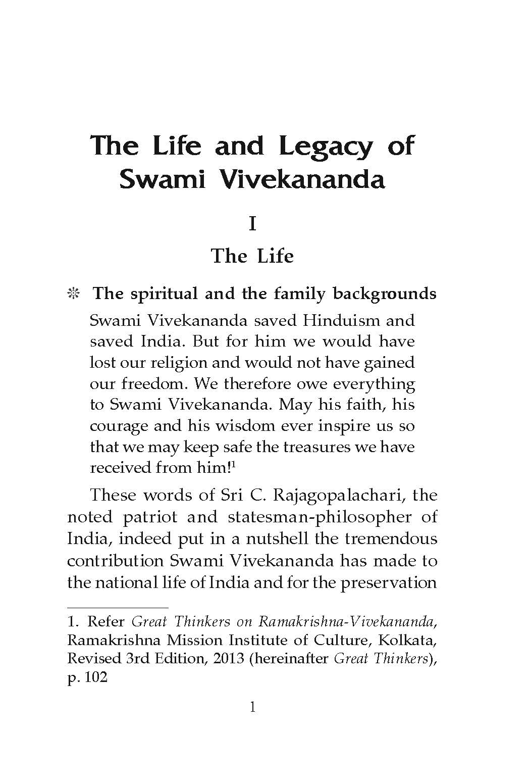 Swami Vivekananda - His Life and Legacy