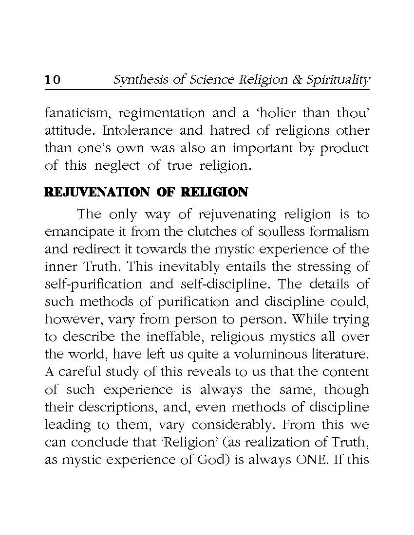 Synthesis of Science Religion and Spirituality