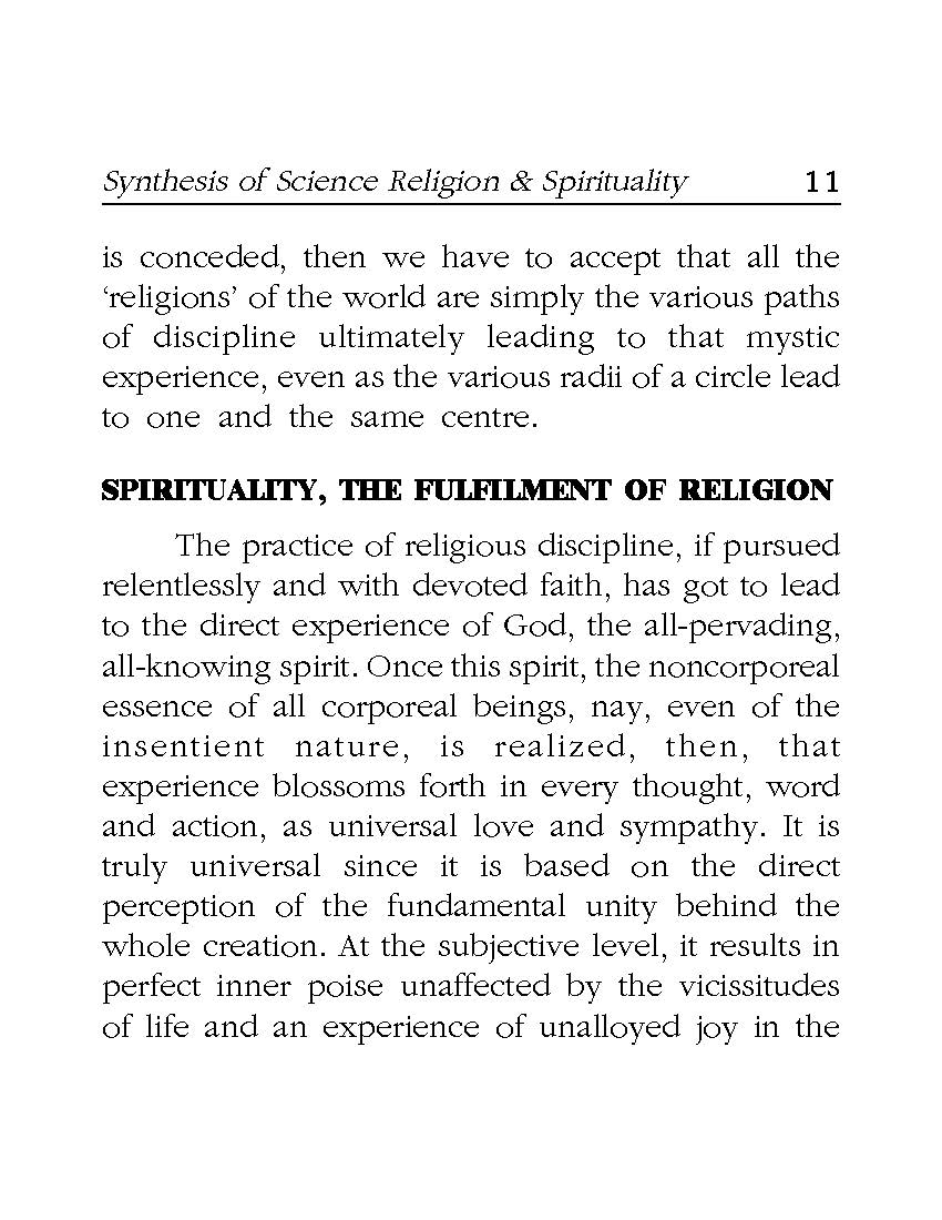 Synthesis of Science Religion and Spirituality